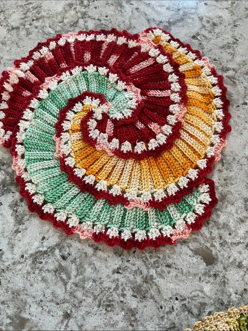 Vintage Handmade Crochet Floral Round potholders -3-